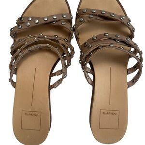 Dolce Vita Brown Studded Multi-Strap Slide Sandals